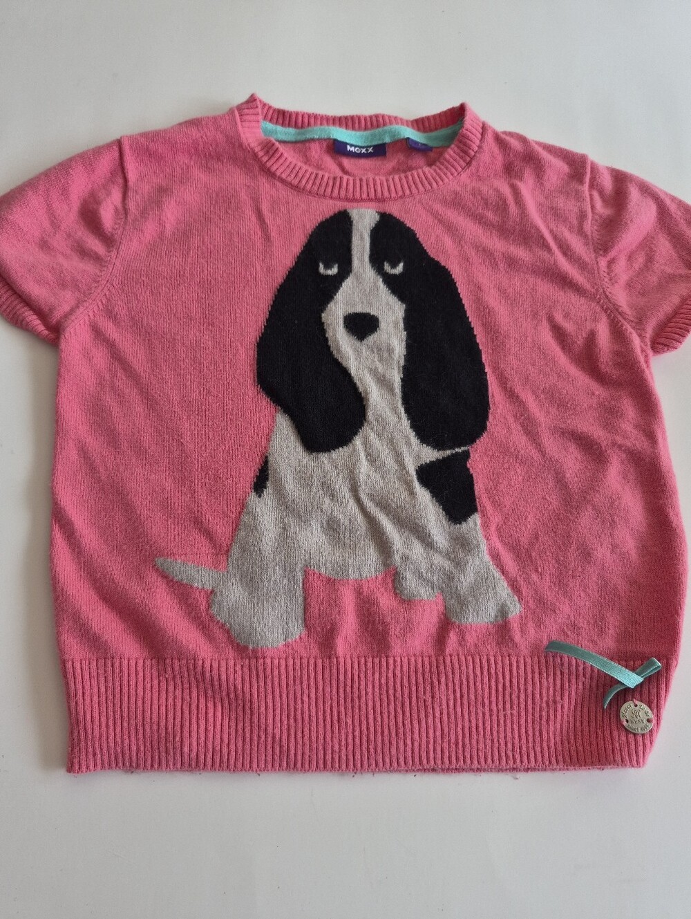 Mexx Kids Pink Short-Sleeve Sweater with Dog Graphic Toddler Size 4-6